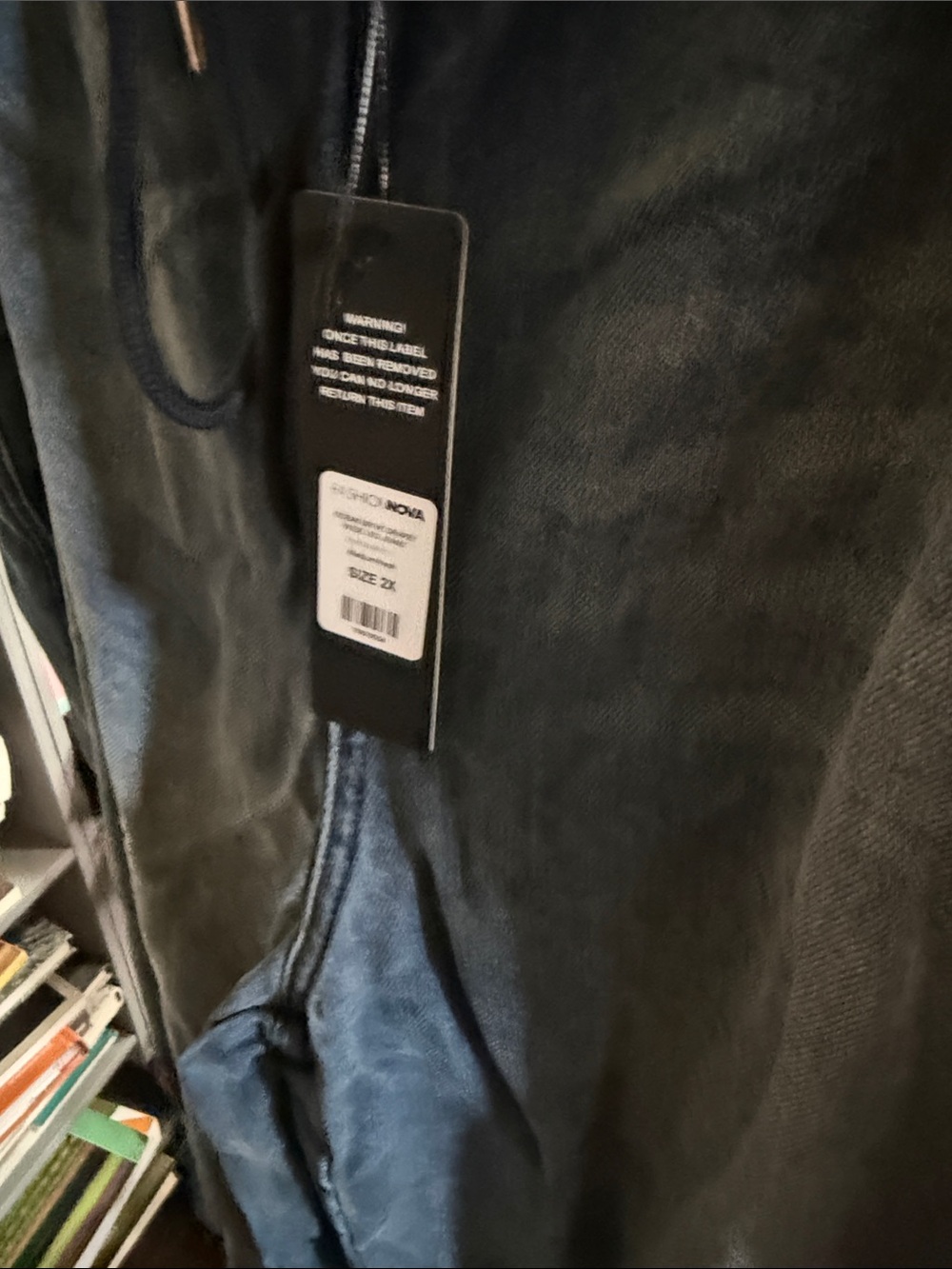 Fashion Nova Dark Wash Blue Drawstring Jeans - Picture 3 of 7